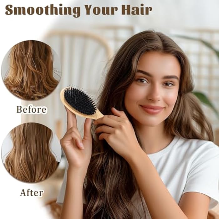 Zoolinn Wooden Hair Brush with Bristle & Nylon Pins for Men, Women, and Kids – Oval Paddle Brush for Wet & Dry Hair, Smoothing, Detangling, and Massaging - Image 5